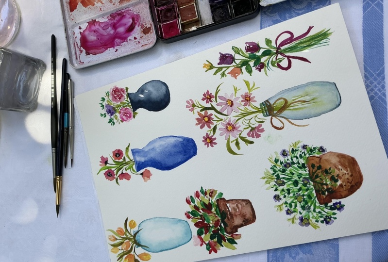 Mini watercolour florals with Lisa