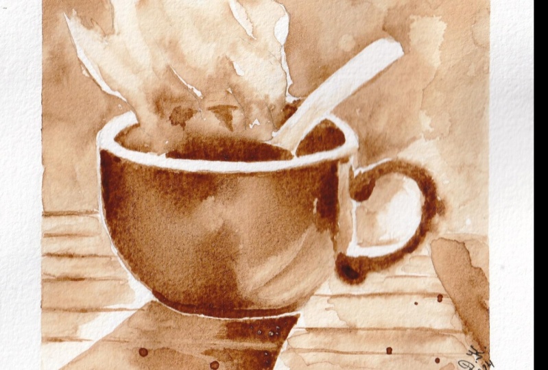 Coffee cup painted with coffee