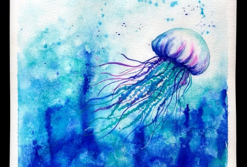 Luminous Jellyfish: Exploring Watercolor Techniques