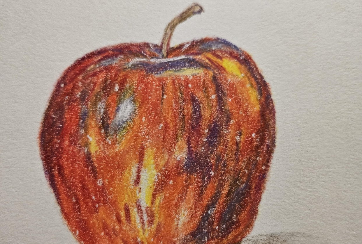 Apple colored pencil - student project