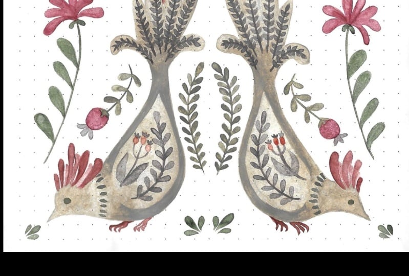 Folk art birds (in a bullet journal)
