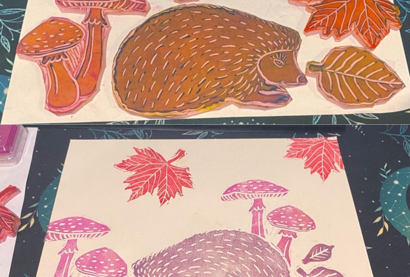 Beginner stamp carving autumn woodlands