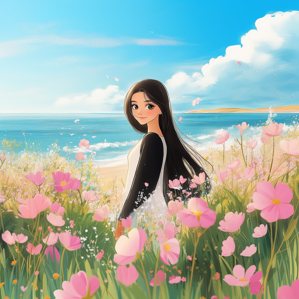 Imagining myself at the beach in anime style - student project