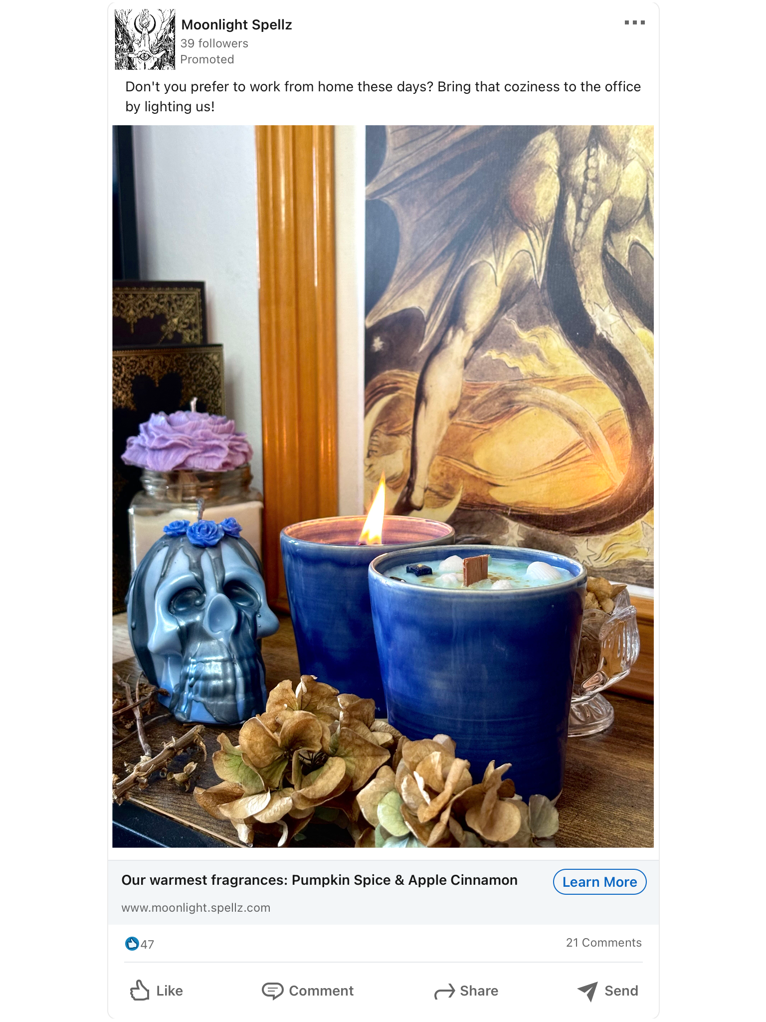 Moonlight Spellz Autumn Campaign LinkedIn Copy + Mock Up
