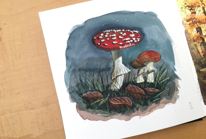 Vibrant Mushroom Painting