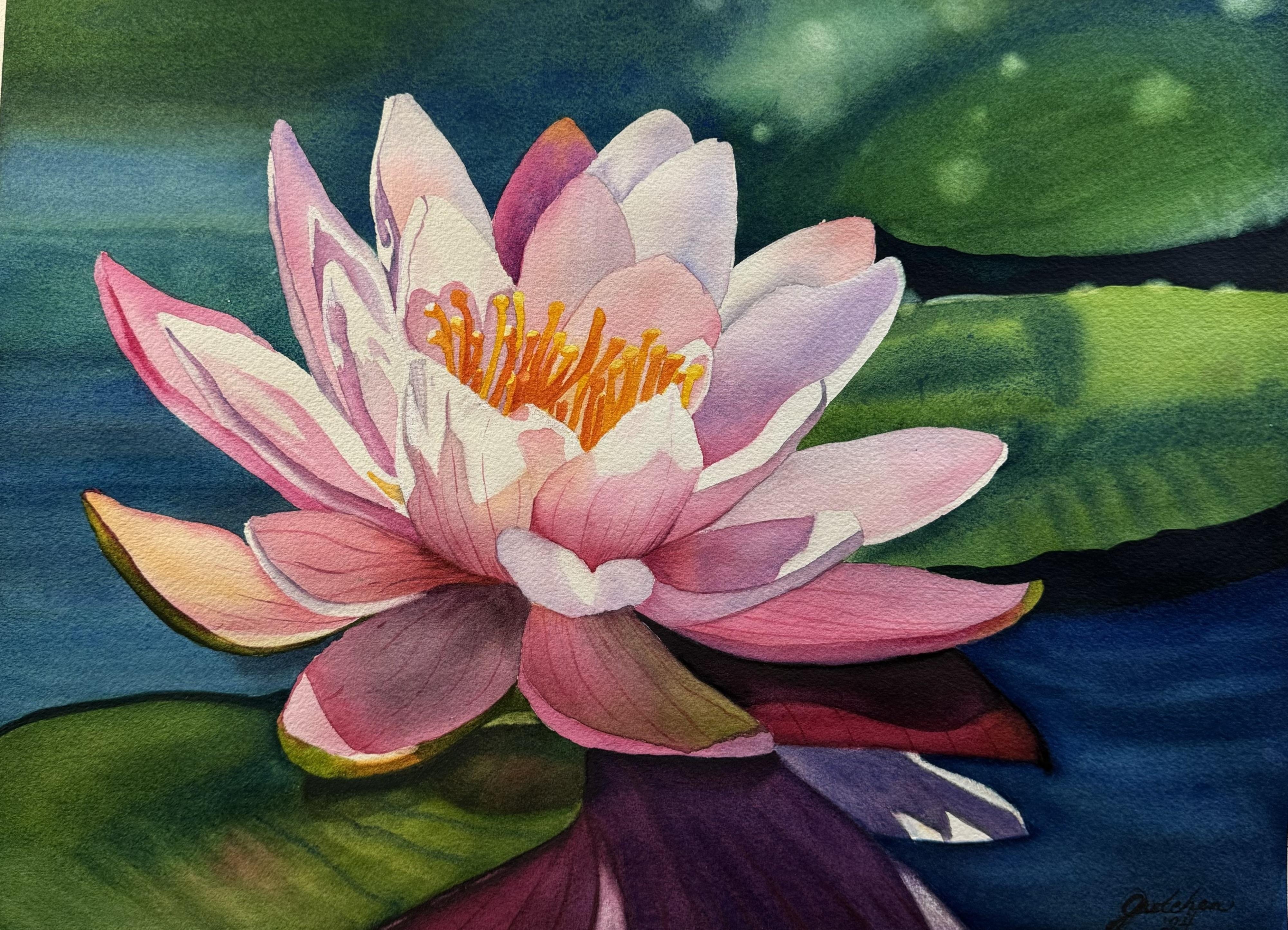 Water Lily in Watercolors - student project