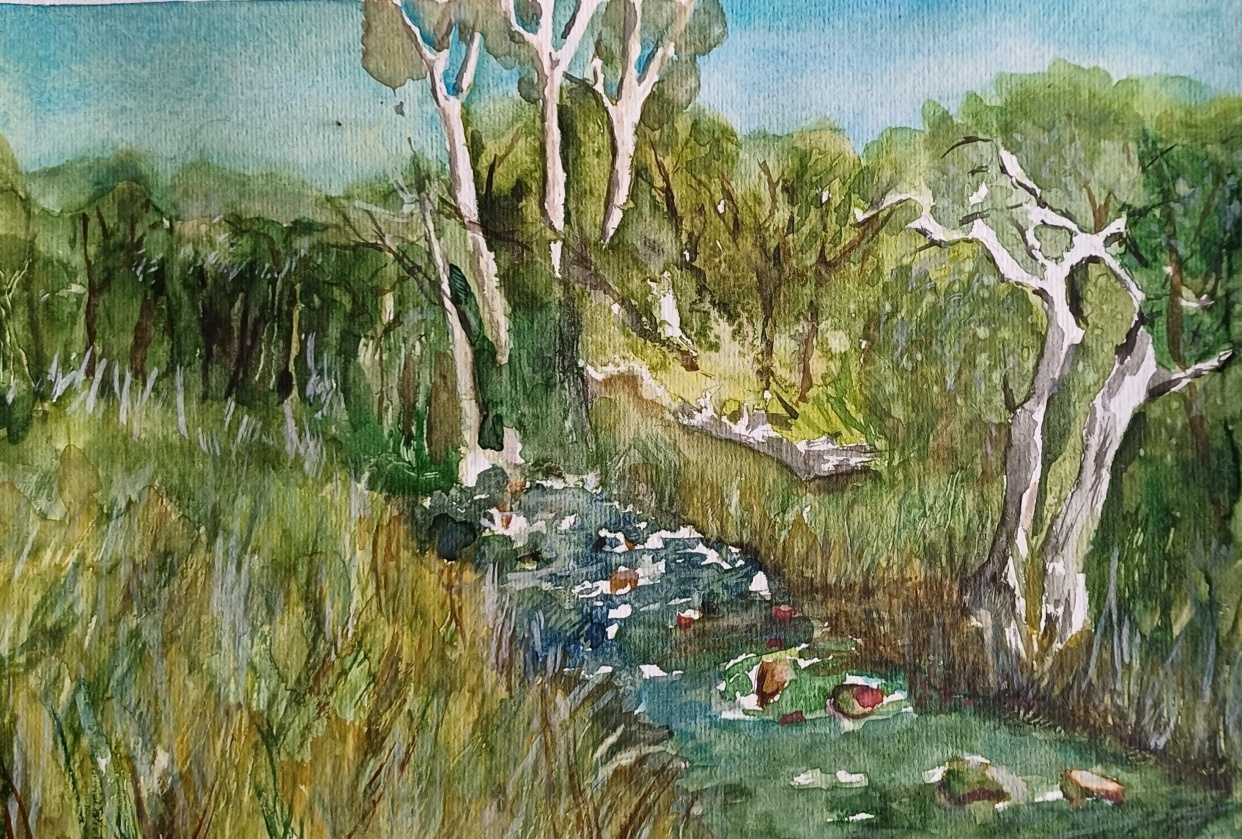atmospherique natural landscapes in watercolour - student project