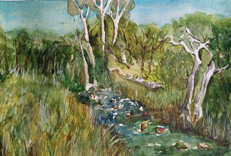 atmospherique natural landscapes in watercolour