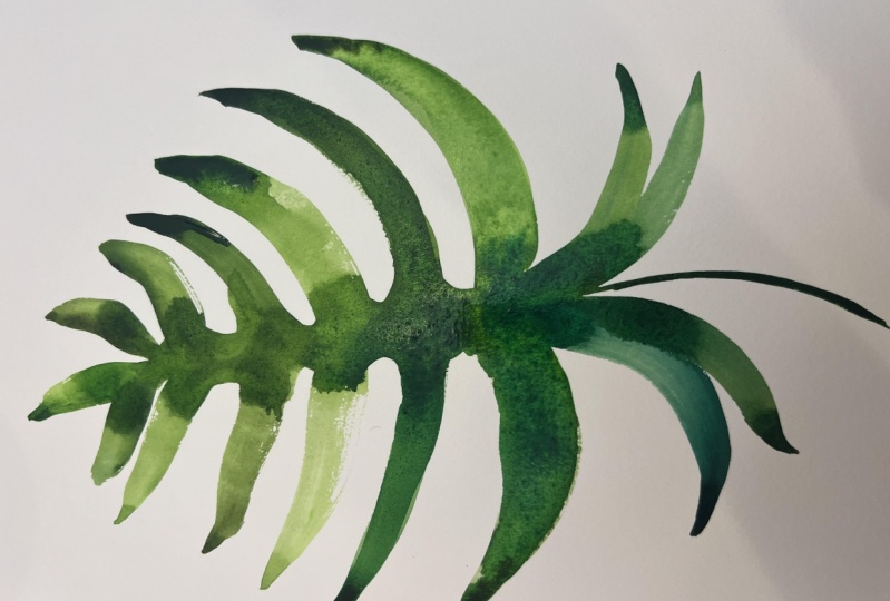 Watercolor Philodendron Leaf