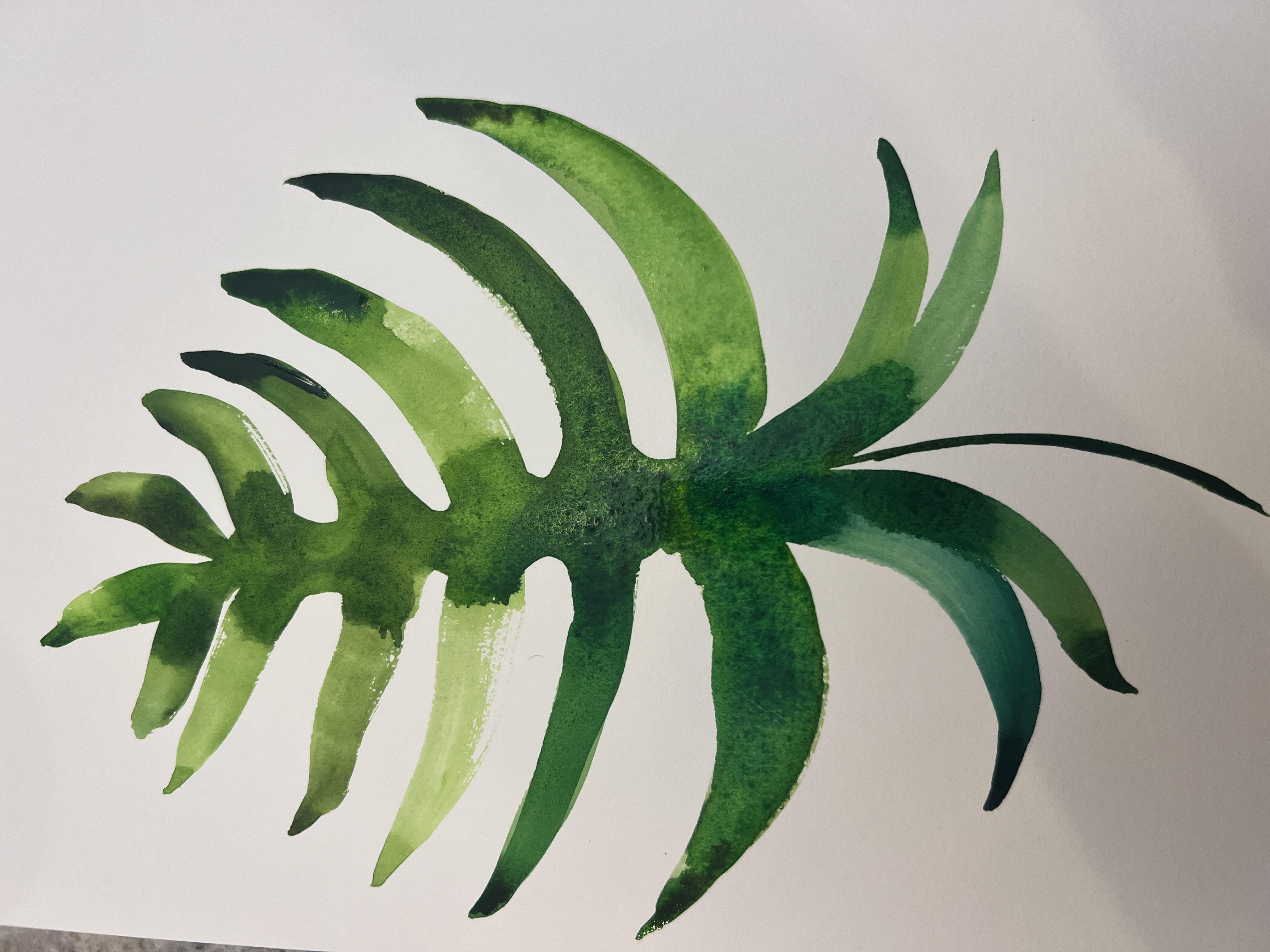 Watercolor Philodendron Leaf - student project