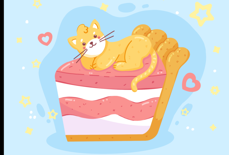 Chaton et gâteau