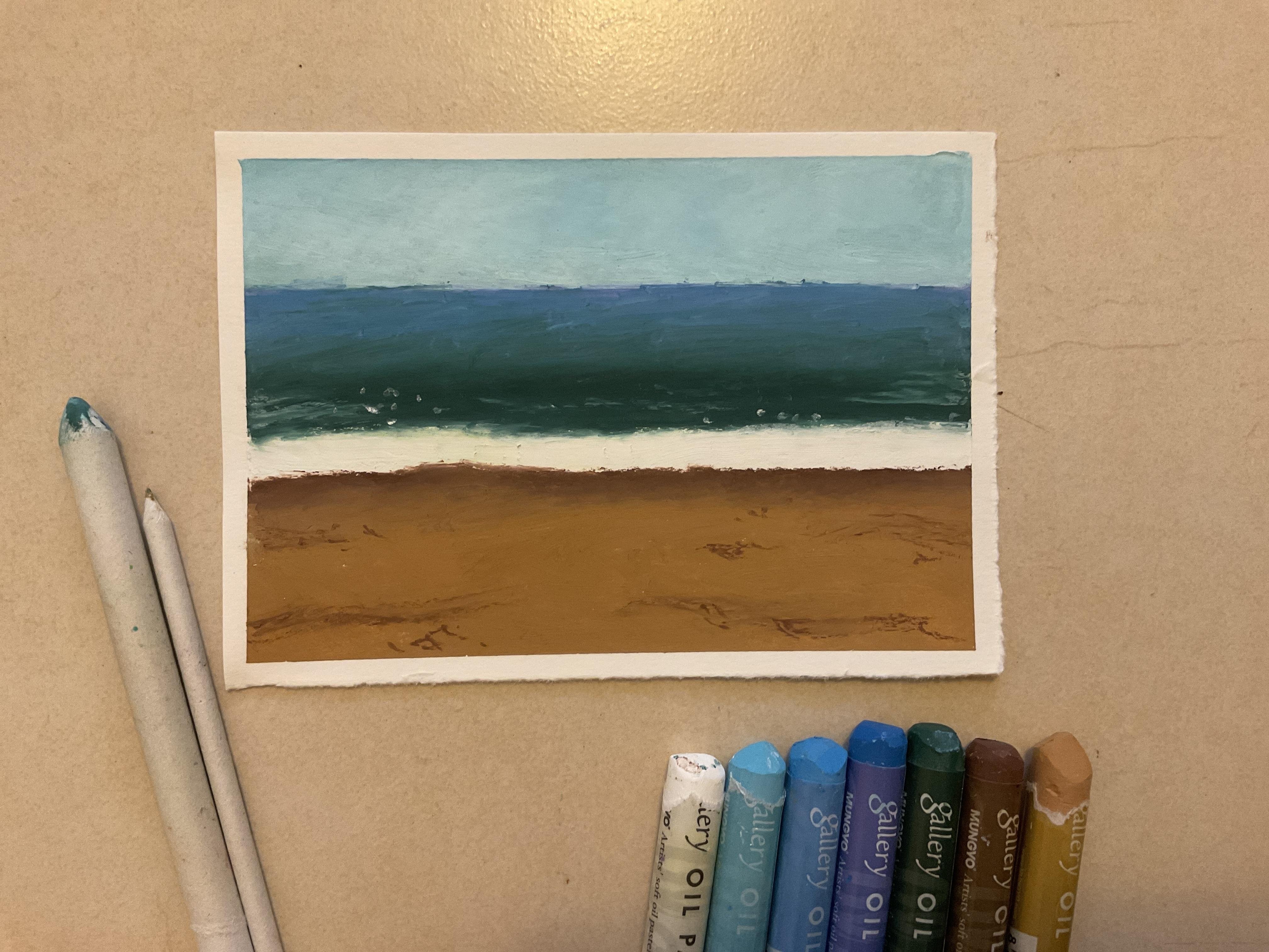 Beach in Oil Pastels - student project