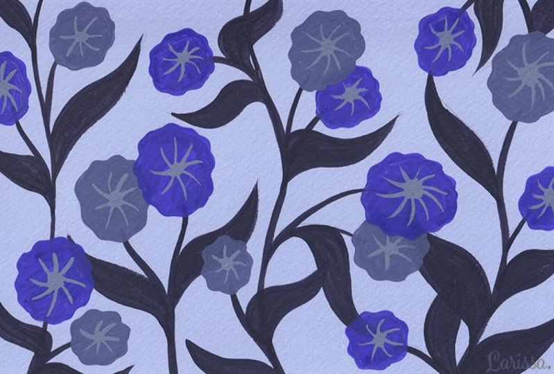 My Floral Painting in Monochromatic Colors