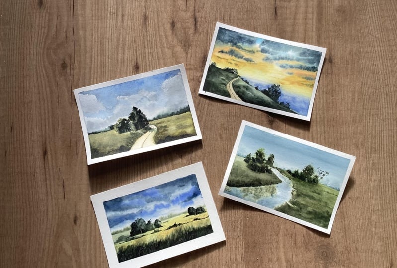 Loose watercolor landscapes