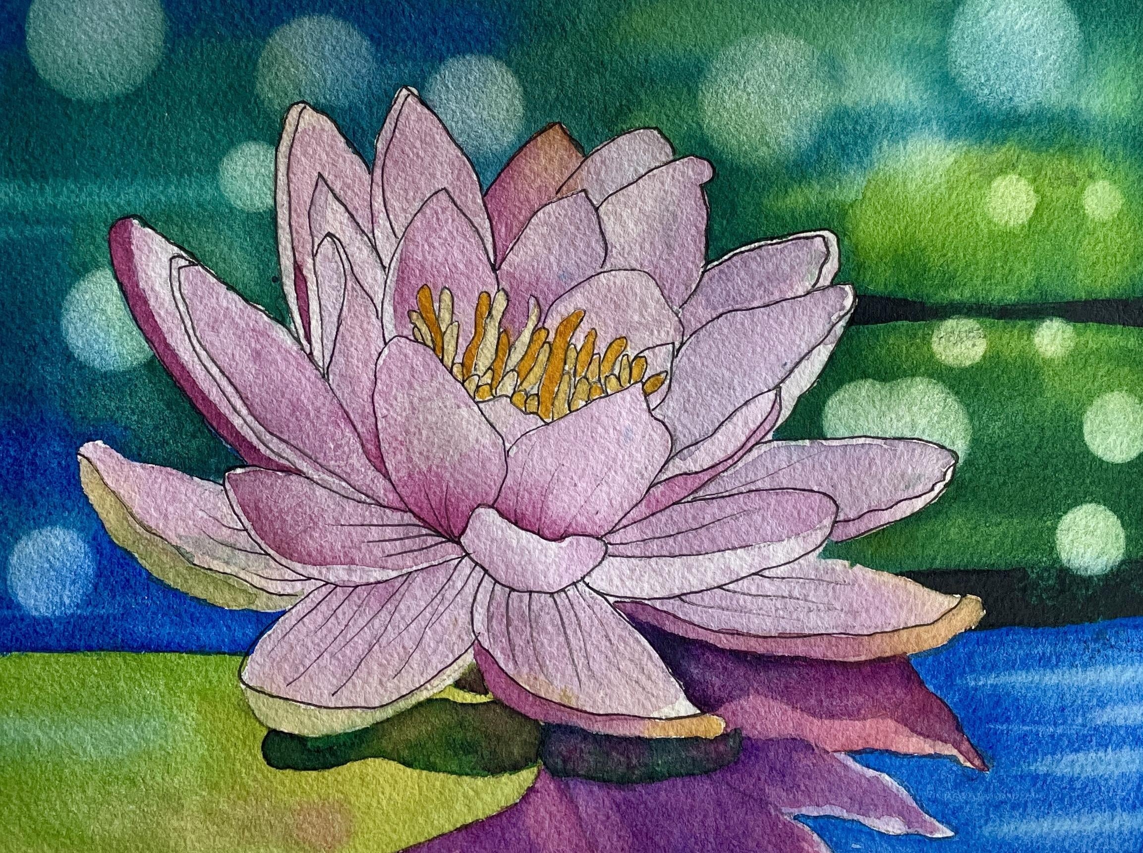 Water Lily in Watercolors: Creating a Serene Masterpiece - student project