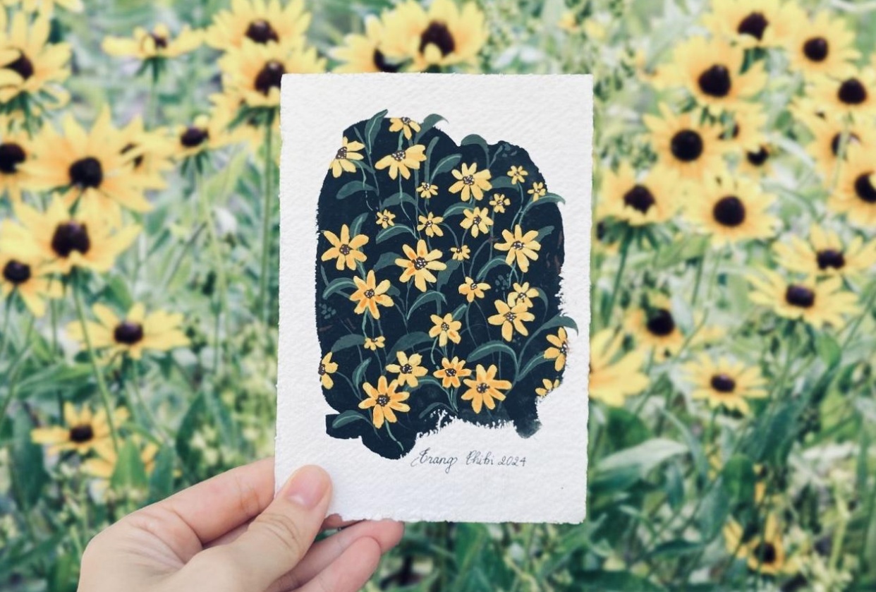 My Black-Eyed Susan Gouache Paintings - student project