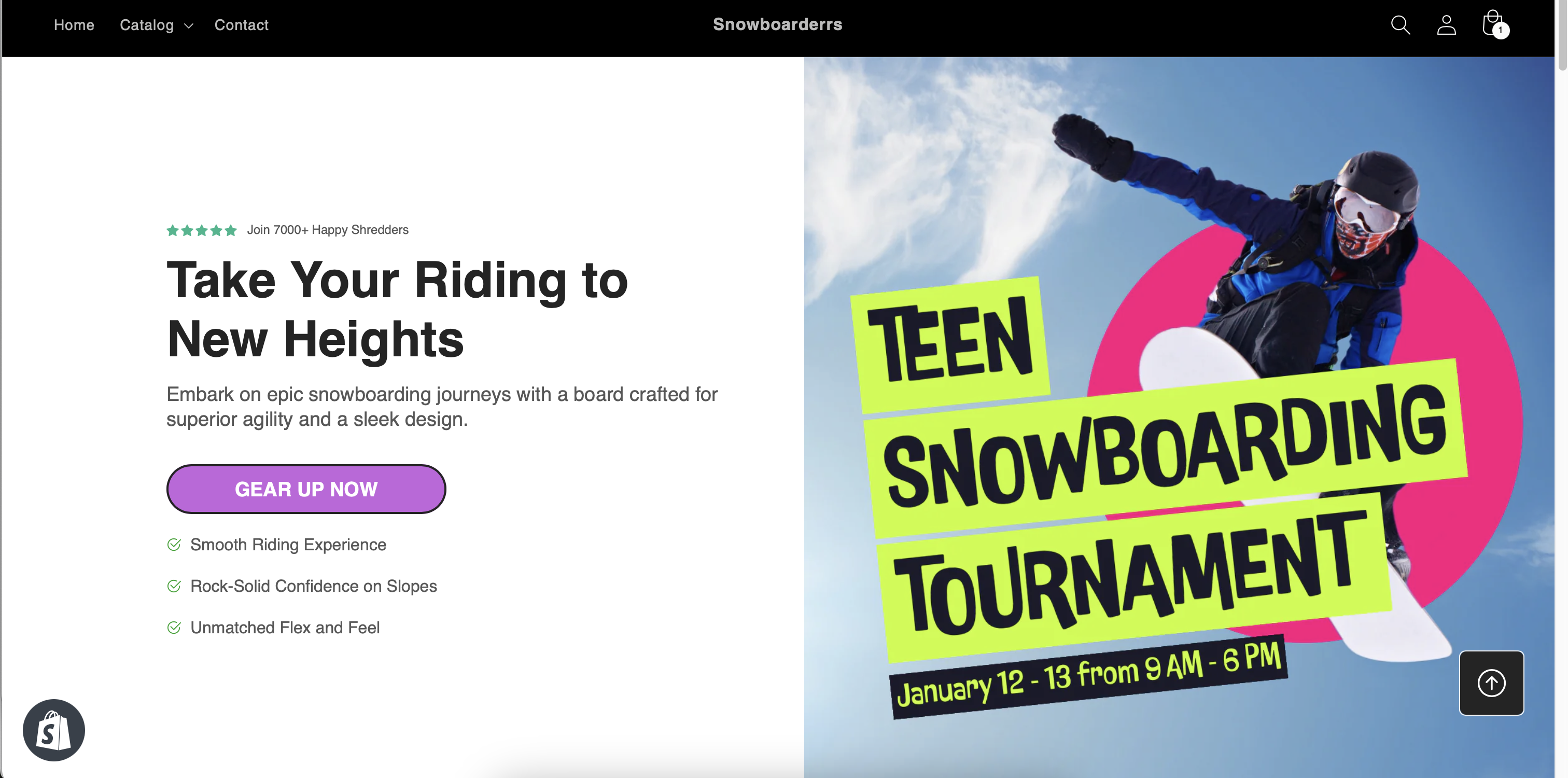 Snowboarderrs landing page by GemPages - student project