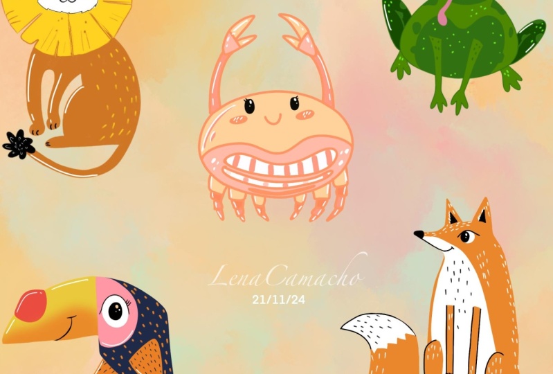 Cute painted animals doodles