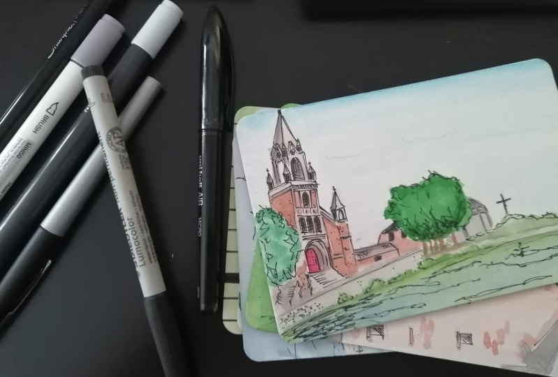 Watercolor church