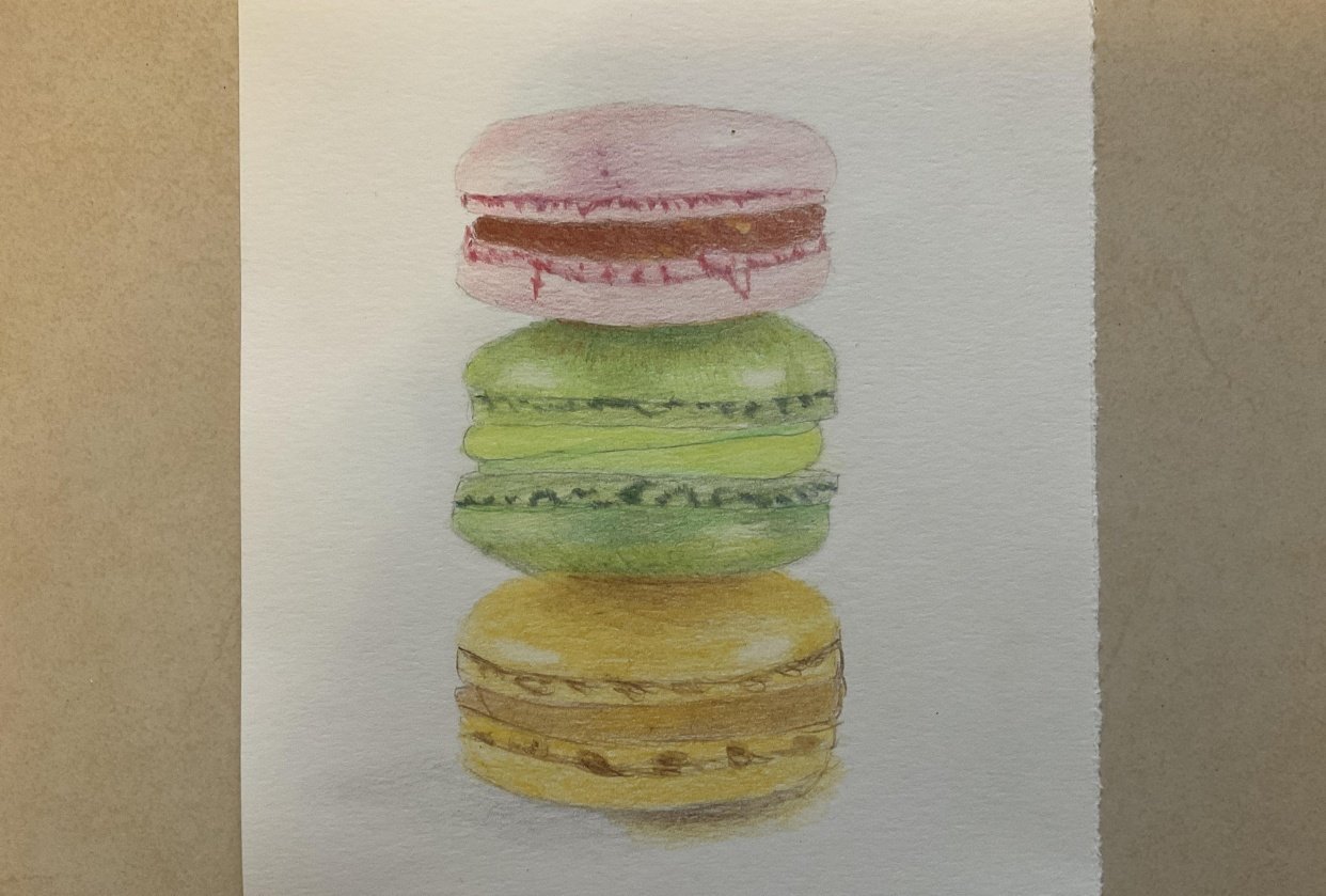 Macarons in Color Pencils - student project
