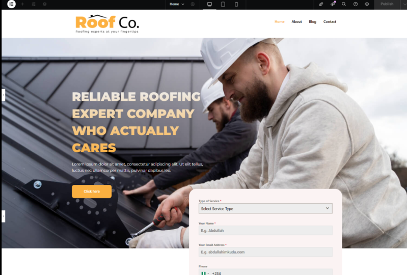Roofing website