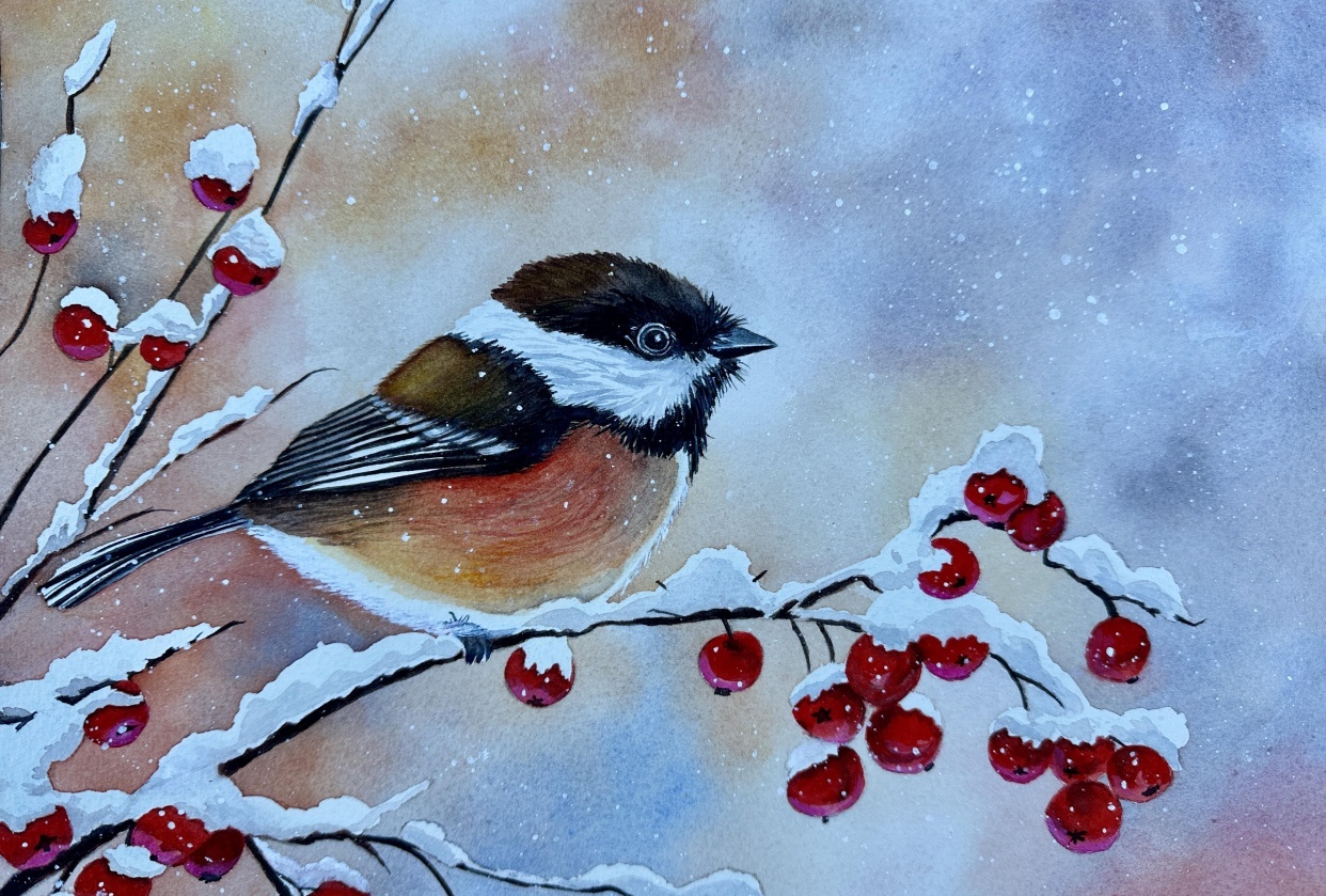 Cozy Winter Chickadee - student project