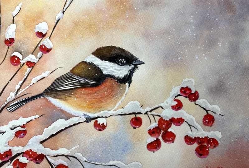 Cozy Winter Chickadee