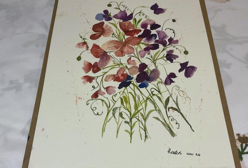 Loose watercolor sweet pea