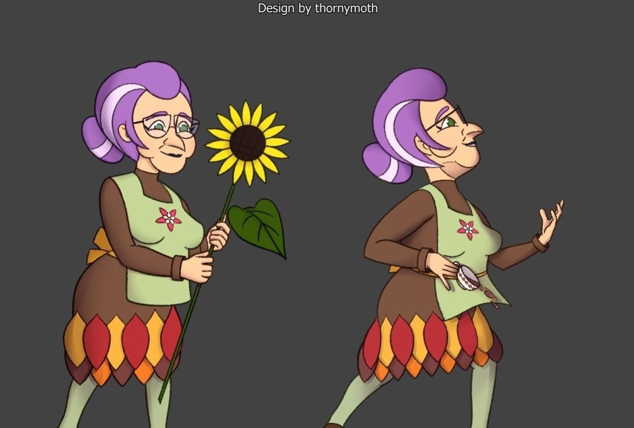 Elda and Halcyon - final colors and bonus expression sheets - student project