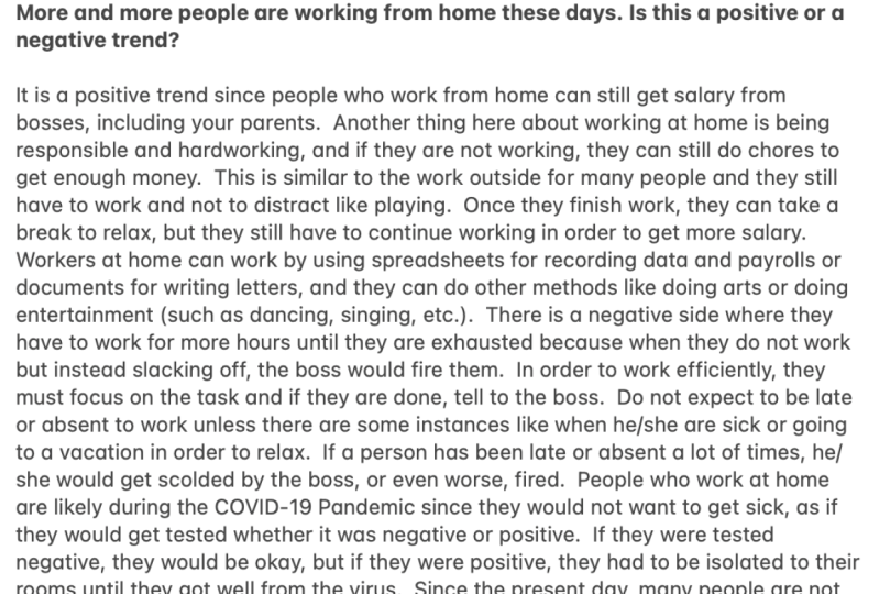 Vocabulary and Grammar Writing