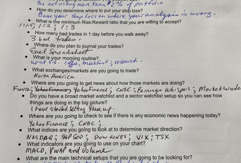 Day trading plan