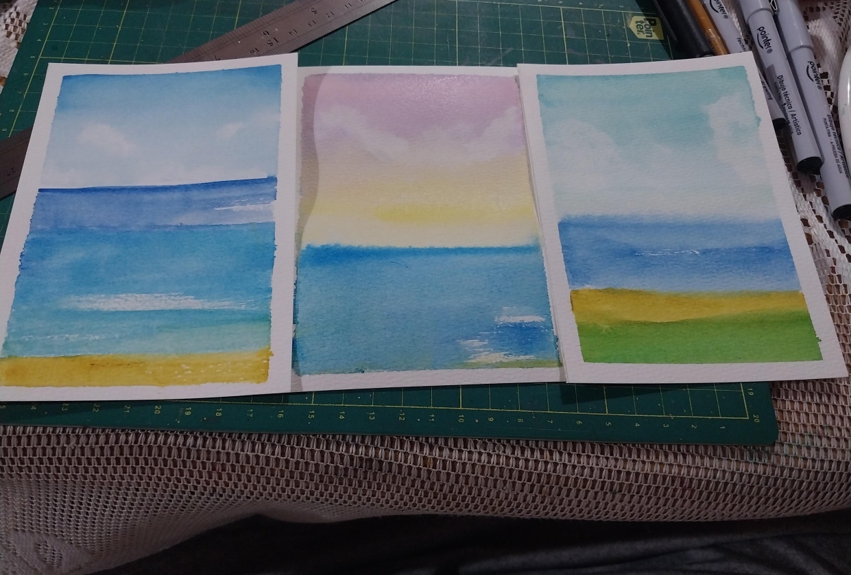 Watercolor seascape - student project