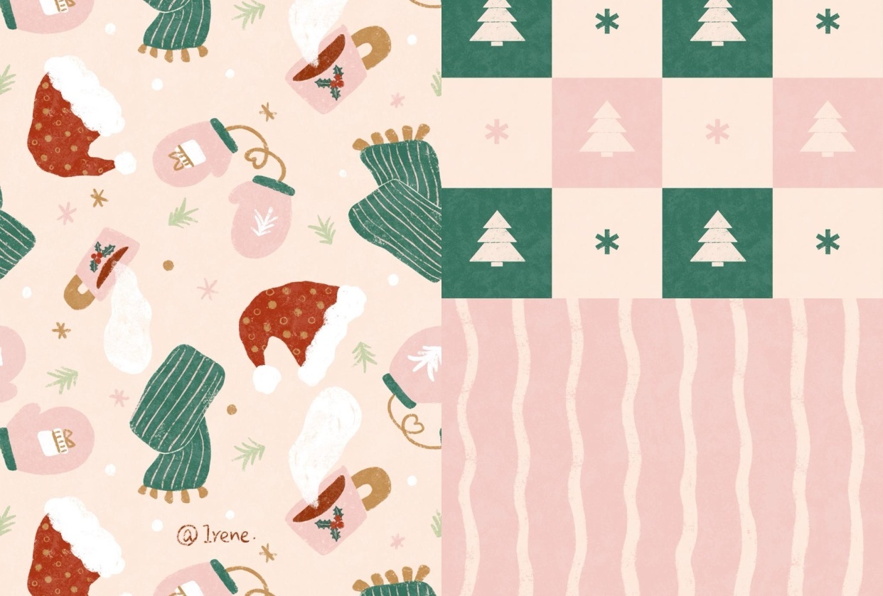 Warm Christmas mini pattern collection - student project