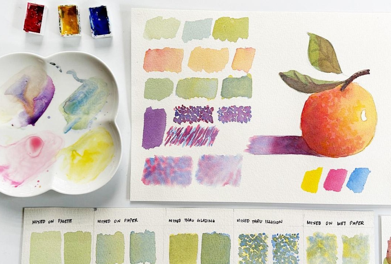 Different Watercolor Mixing Techniques - student project