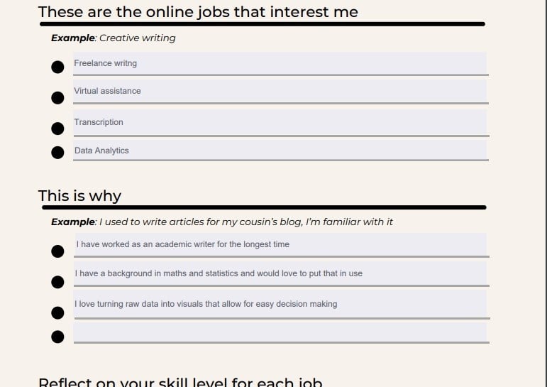 Online Money-Making Blueprint Workbook - student project