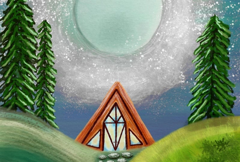 Moonlit Cabin