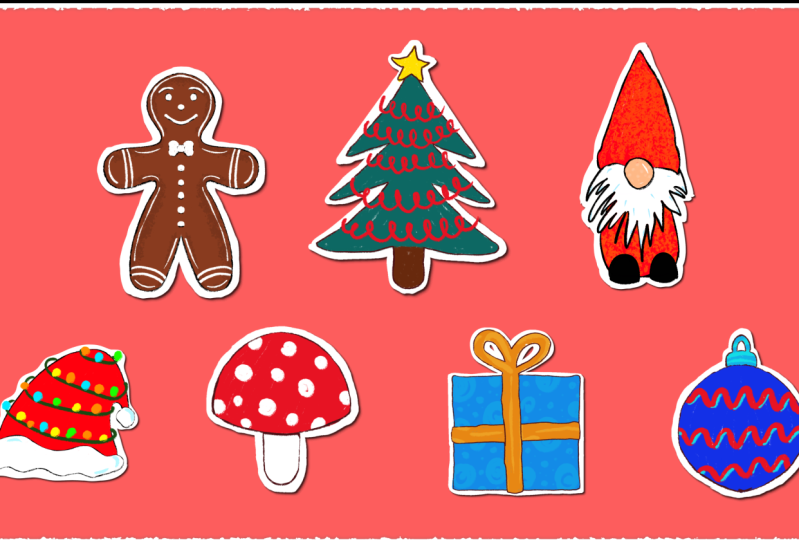 Set of digital Christmas stickers