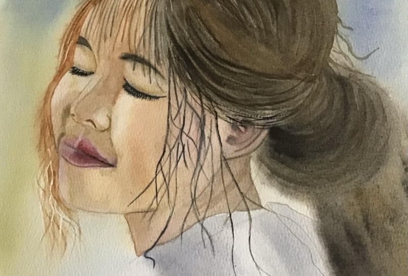 Magical realism in watercolour , paint smooth skin