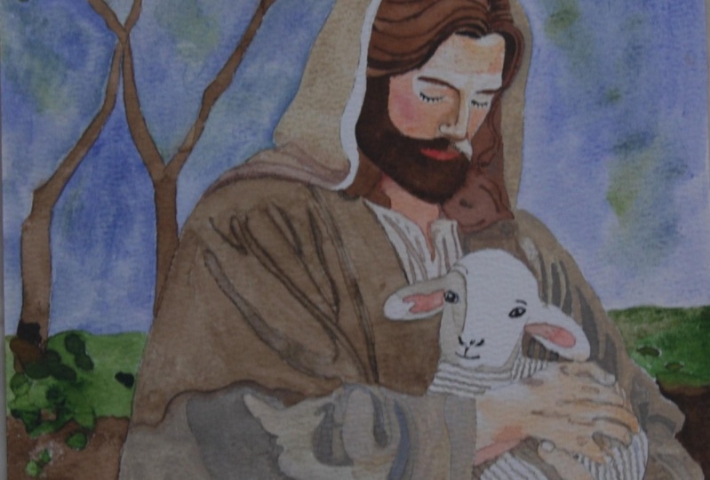 Portrait of Jesus with lamb