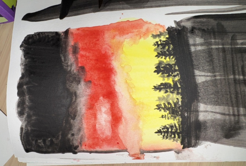 Black red yellow sky