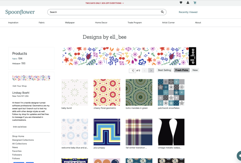 My Spoonflower shop