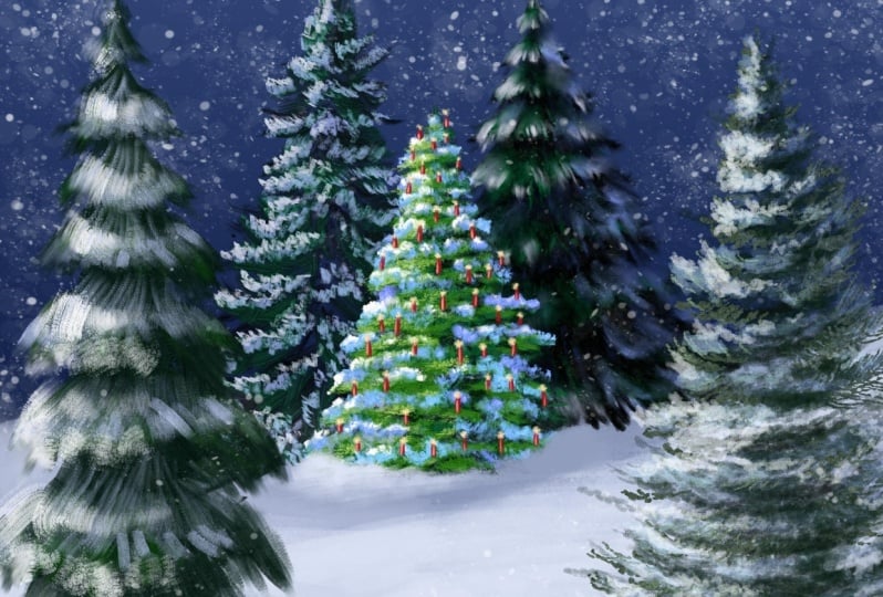 Winter Trees Digital Painting