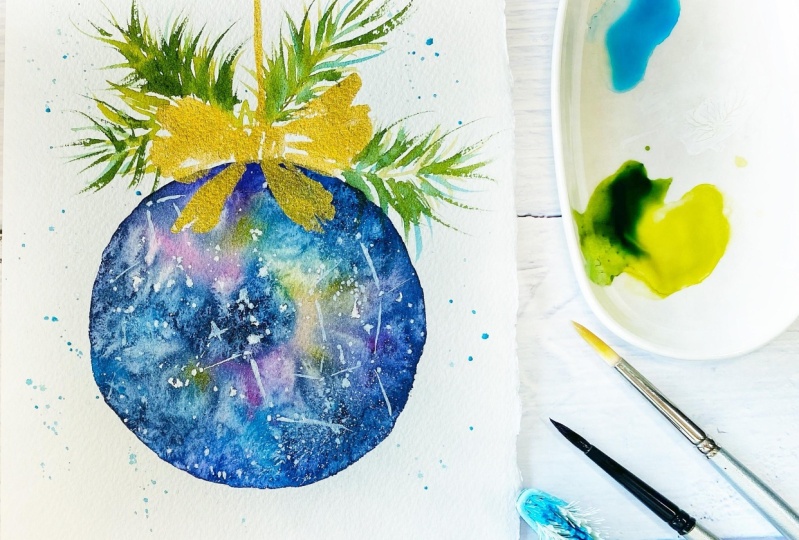 Watercolor Galaxy Bauble