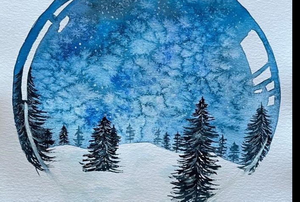 Easy Watercolor Snow Globe - student project
