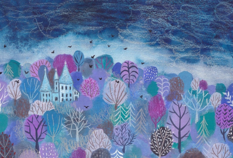 Gouache forests in winter