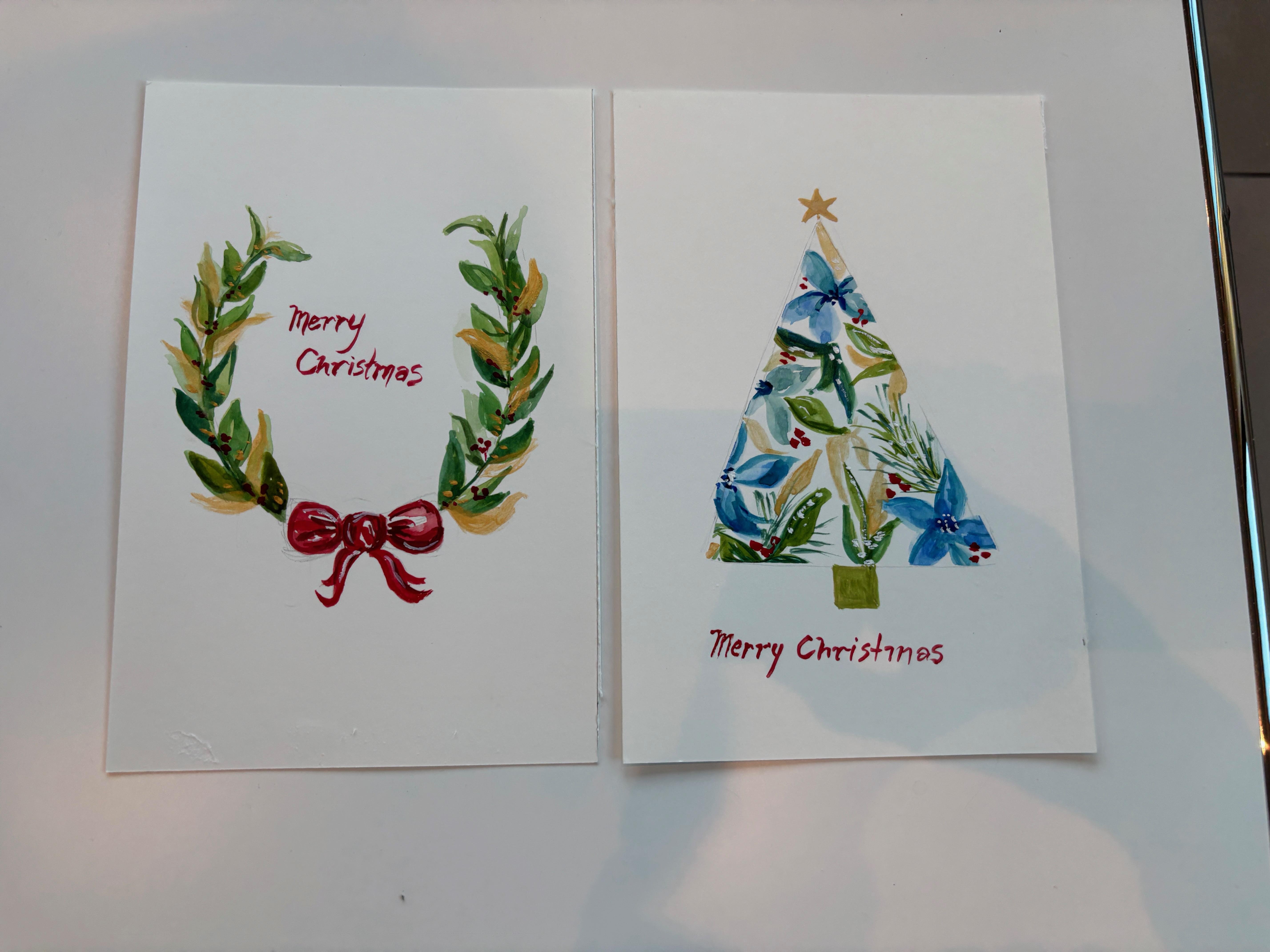 Handgefertigt für die Feiertage: Einfache Weihnachtskarten in Aquarell |  Joly Poa | Skillshare, image size:5712x4284