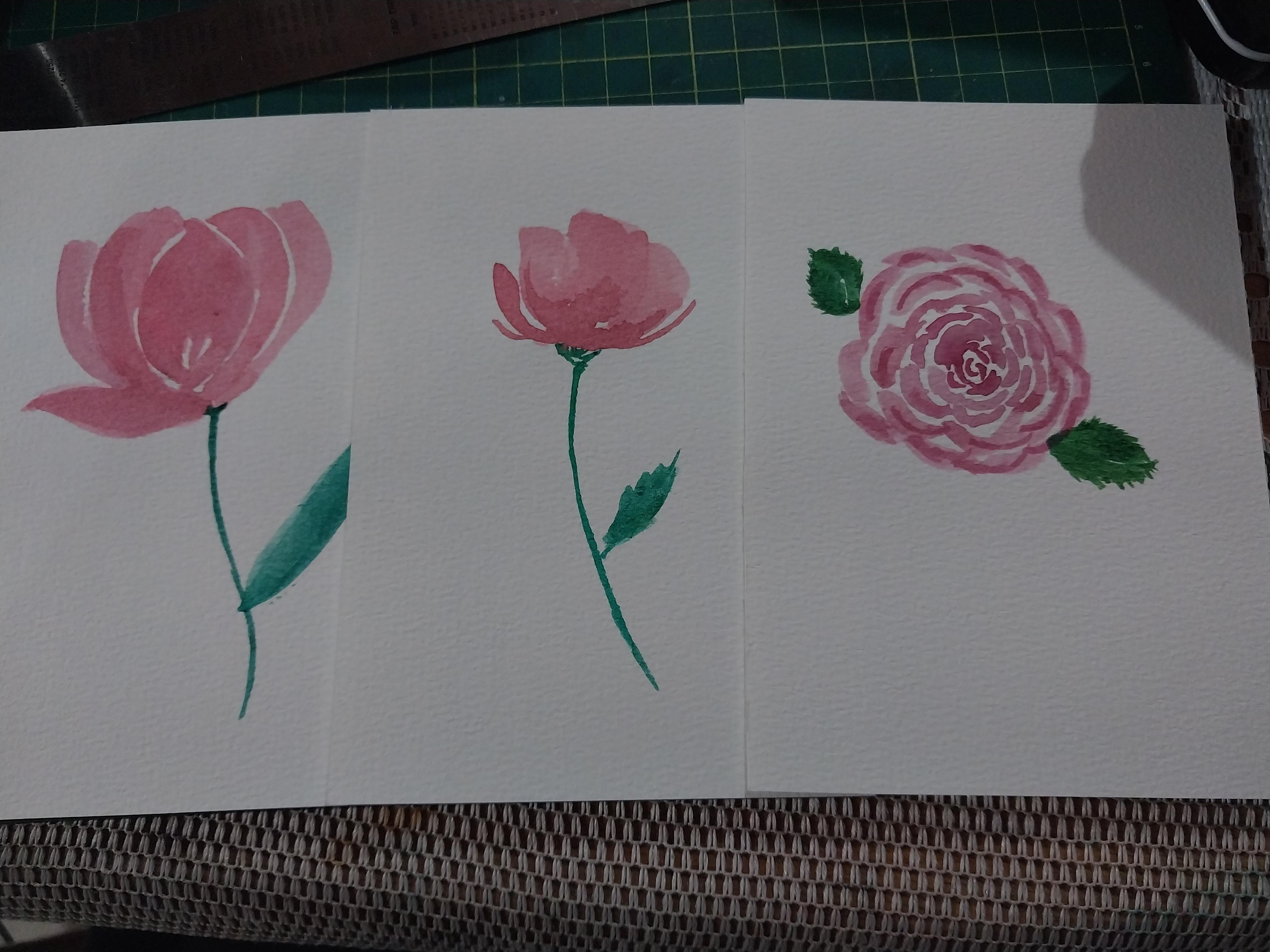 Loose watercolor flowers - student project