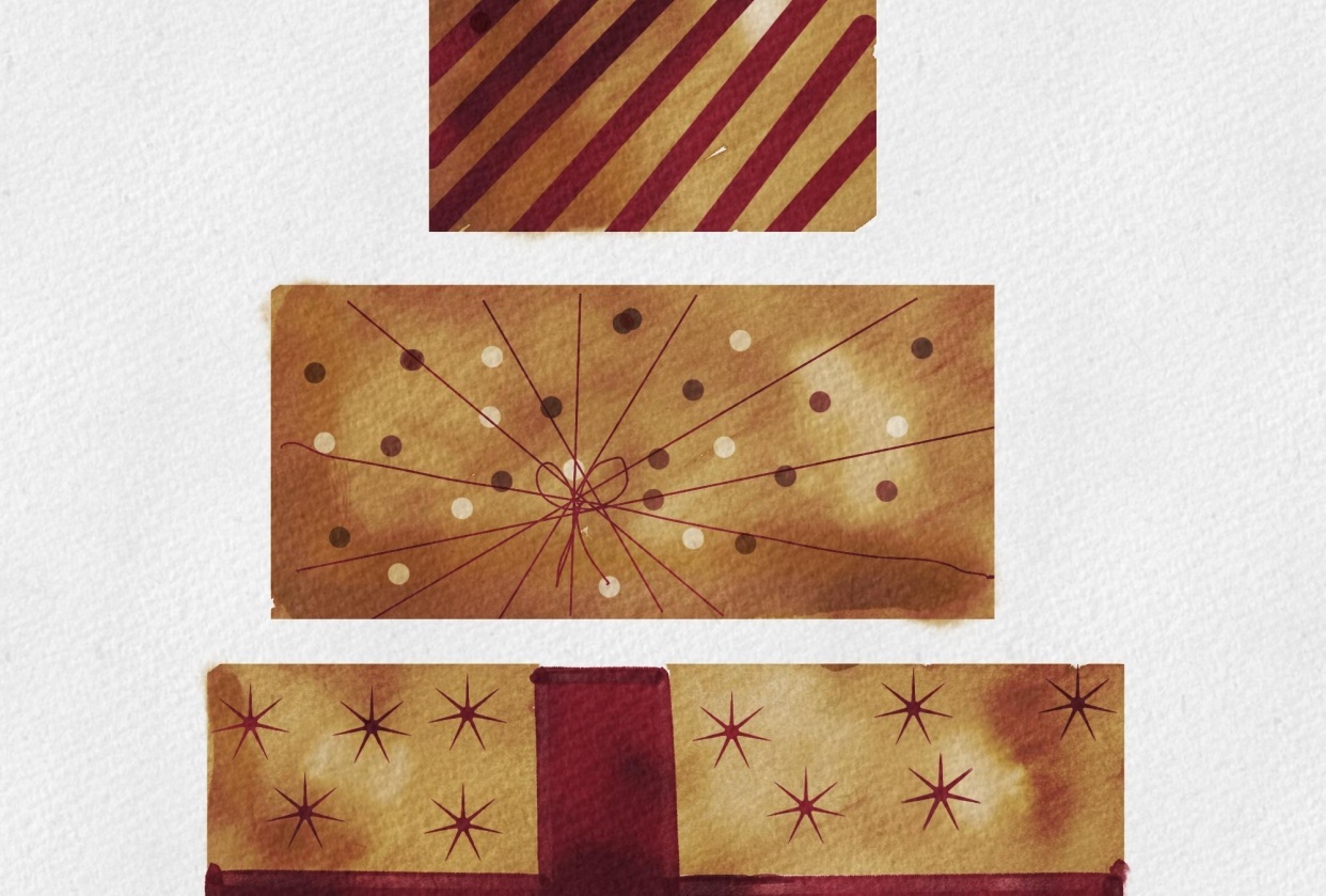 Watercolour Christmas cards - student project