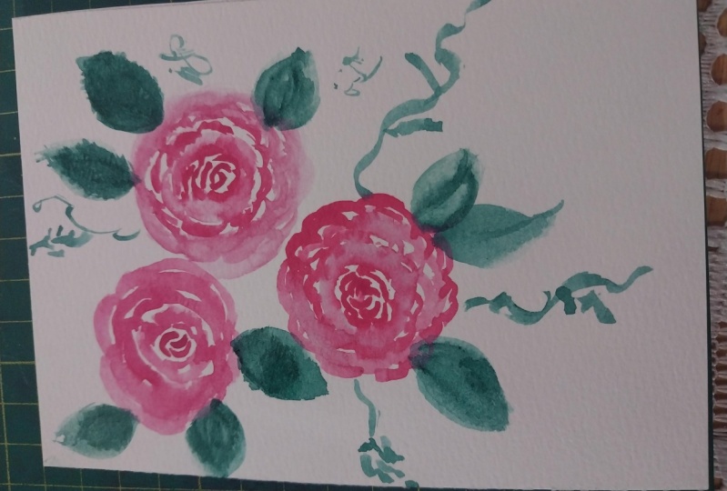 Loose watercolor roses