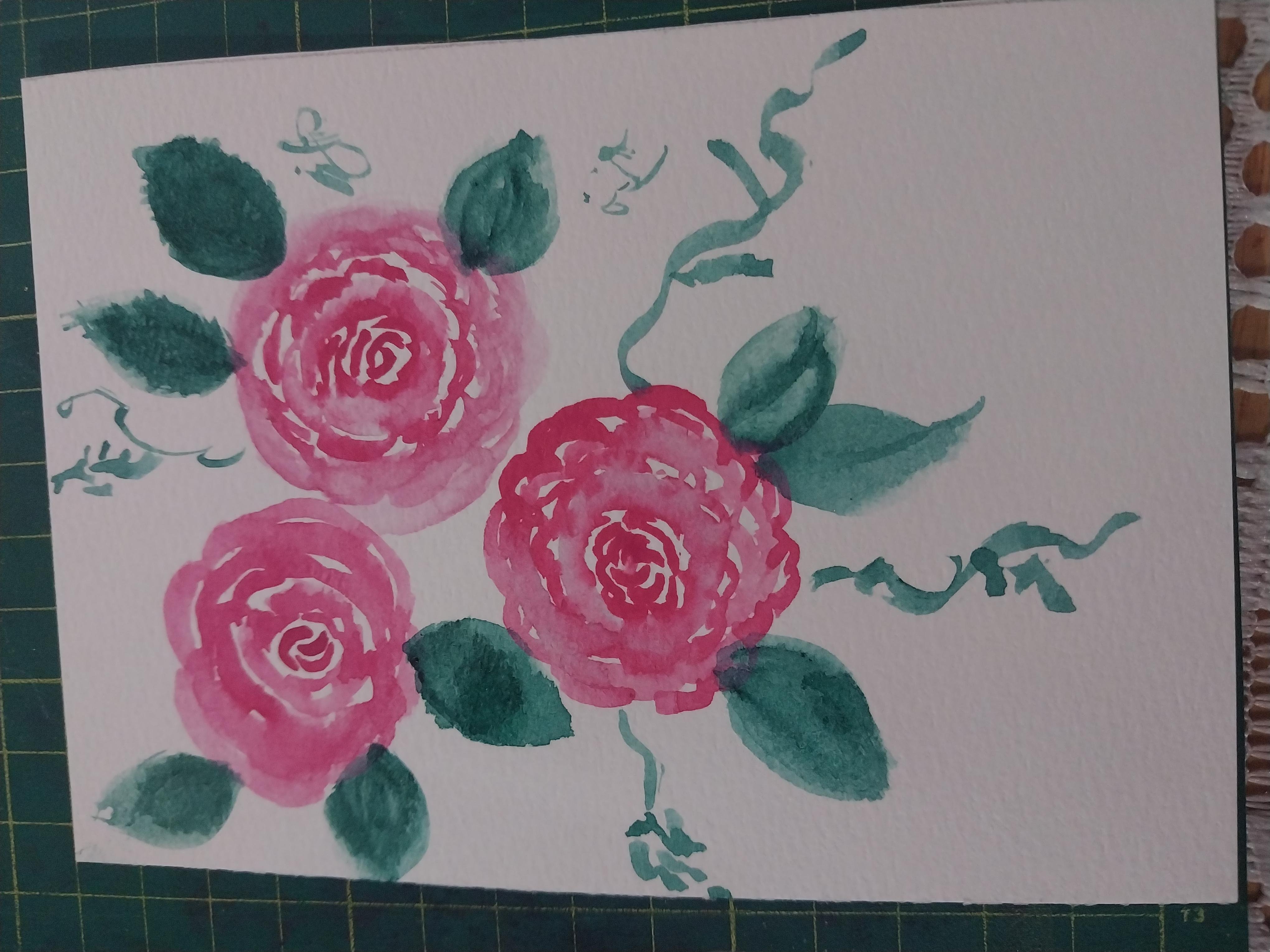 Loose watercolor roses - student project